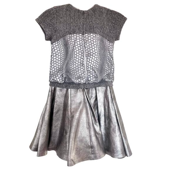 ValMax girls silver metallic mesh overlay party dress size 7 - Picture 6 of 9